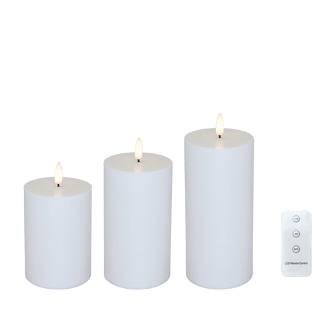 LED BLOKLYS 3 STK. MED FJERNBETJENING