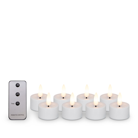 LED FYRFADSLYS 8 STK. MED FJERNBETJENING