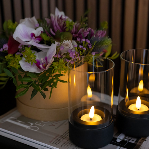 SKANDI HURRICANE SORT MED LED-FYRFADSLYS 2 STK.
