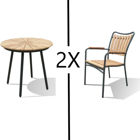 LØKKEN CAFÈSÆT ANTRACIT - KERNETEAK