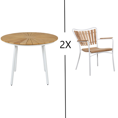 LØKKEN CAFÈSÆT HVID - KERNETEAK