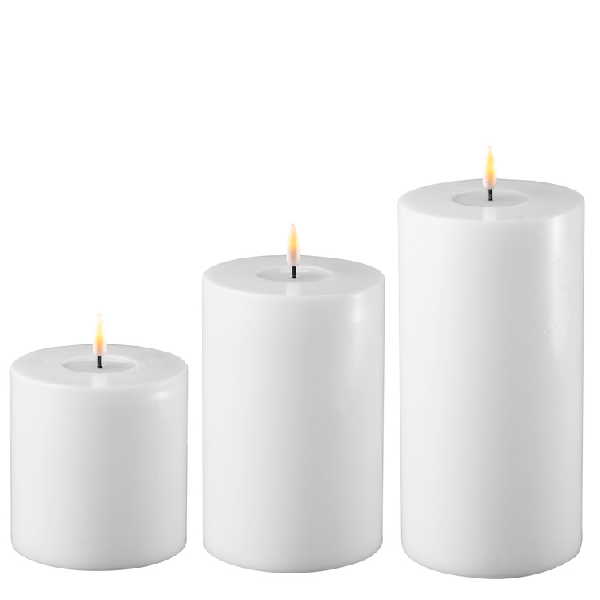 Deluxe homeart bloklys med LED flamme Ø10cm