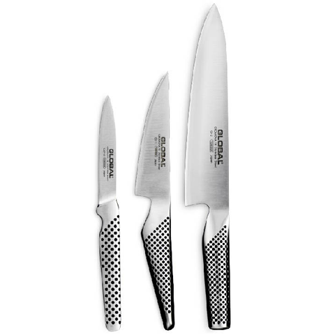 GLOBAL KNIVSÆT MED 3 KNIVE - BEDSTE JAPANSKE KNIVE I HØJ KVALITET